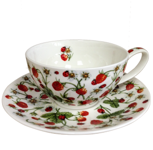 Bild von Dunoon Tea Cup & Saucer Set Dovedale Strawberry