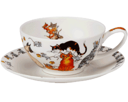 Bild von Dunoon Tea Cup & Saucer Set Pusy Galore