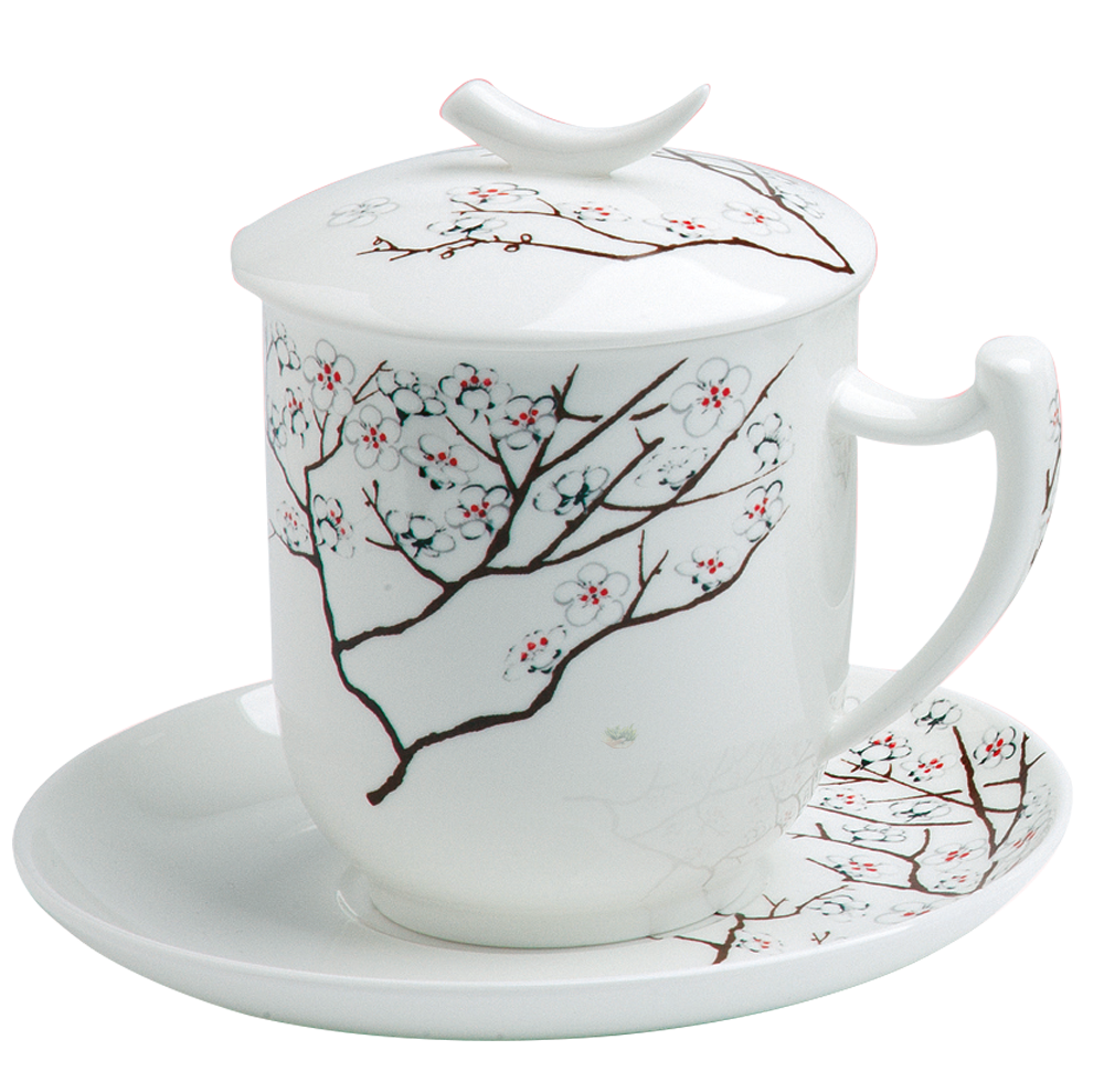 Bild von TeaLogic White Cherry Kräuterteetasse mit Untertasse