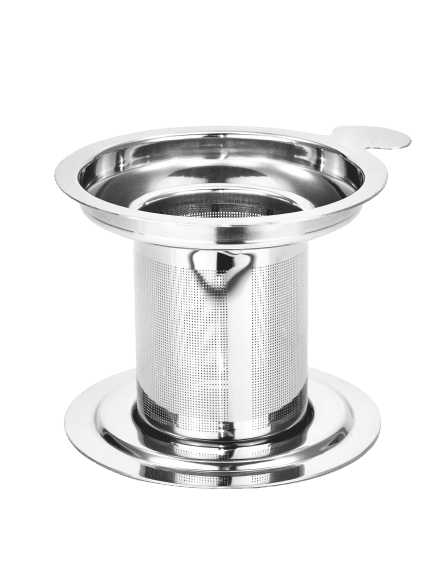 Bild von Teesieb Edelstahlfilter mit Abtropfschale, hochglanzpoliert.