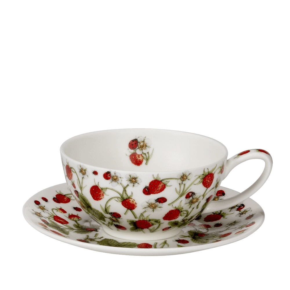 Bild von Dunoon Tea Cup & Saucer Set Dovedale Strawberry