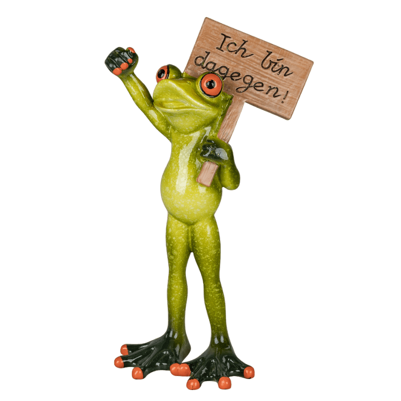 Bild von Dekofigur Frosch Mann Protest