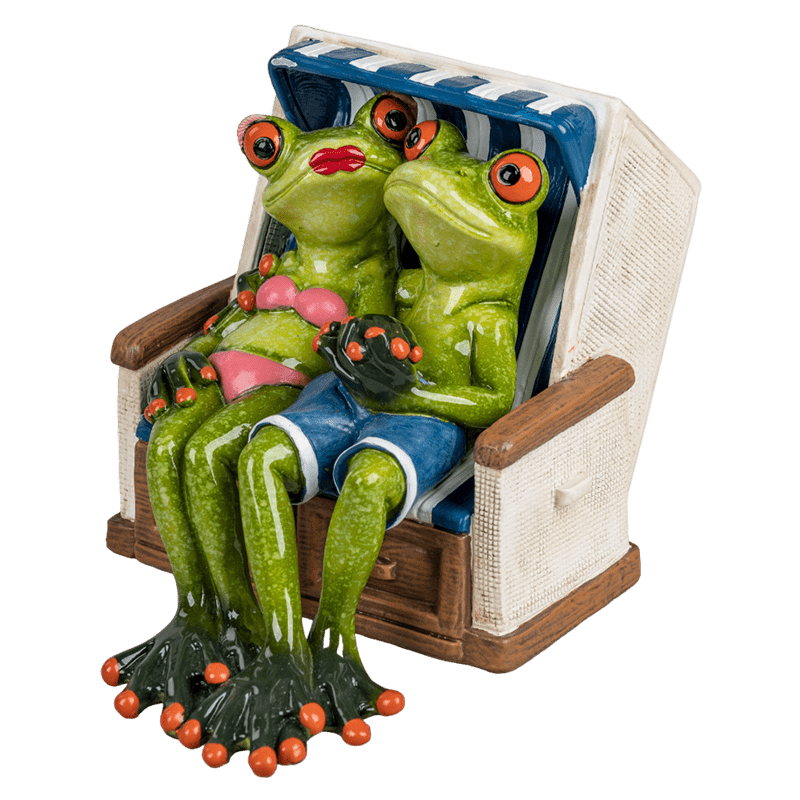 Bild von Dekofigur Froschpaar im Strandkorb