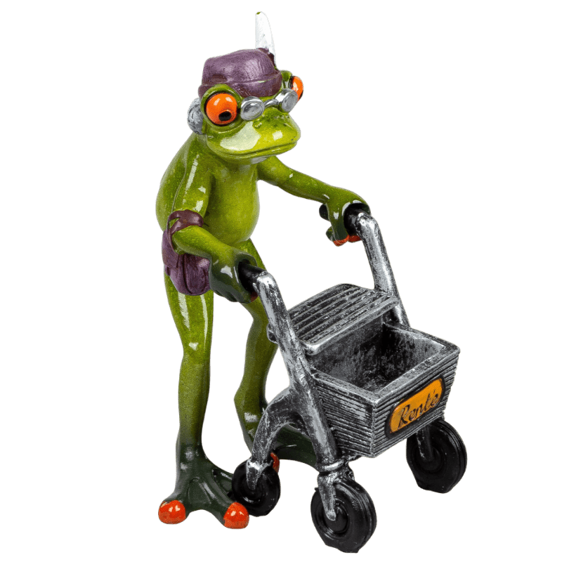 Bild von Dekofigur Frosch Oma mit Rollator