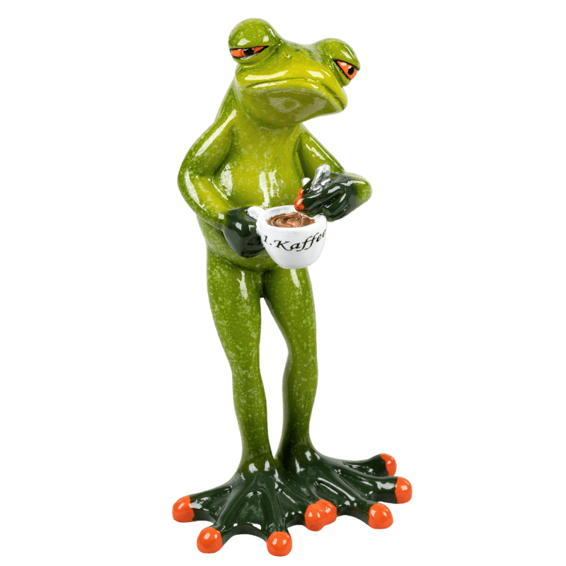 Bild von Dekofigur Frosch Mann mit Kaffee