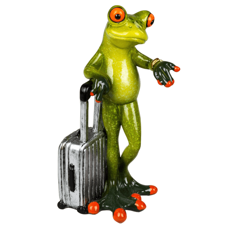 Bild von Dekofigur Frosch mit silbernem Koffer